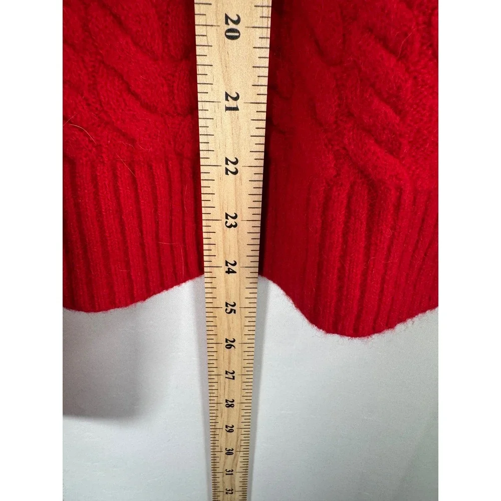 J.Crew Red Cable Knit Sweater merino wool alpaca oversized 90s money sz M